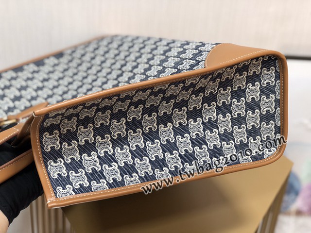 Celine專櫃2023新款手提托特包 賽琳CABAS TRIOMPHE TOTE牛仔刺繡橫款手袋 sldj2236